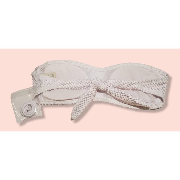 Gianni Bini White Sol Mesh Bandeau Bikini Swim Suit Top - Size Small BNWT - Picture 2 of 4